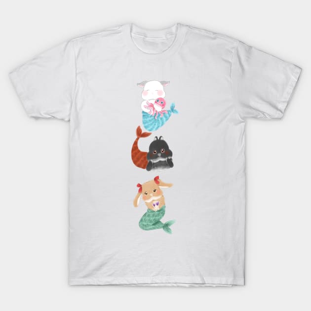 Mermaid Bunny BSC Horizontal Line | Bailey Sean Claude x Bunniesmee T-Shirt by GambarGrace